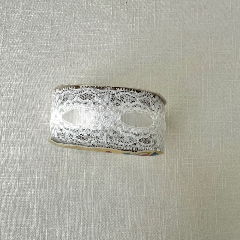 Vintage Home Sweet Home White Lace Ribbon Trim Satin Insert 38 Inch Craft Sewing